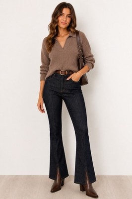 Pilcro Anthropologie The Split Bootcut Jean Dark Wash Size 32x33 / 12 High Rise
