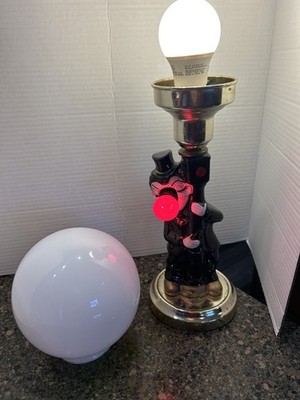 Vtg Lobeco Bar Table Lamp Post Clown Hobo Drunk Red Nose 3 Way Light 17'' wShade 