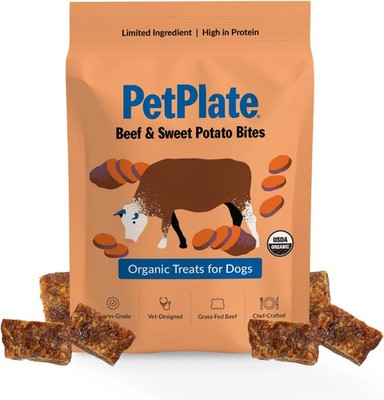 PetPlate Beef and Sweet Potato Bites, Human Grade Dog Treats, All Life Stages, G