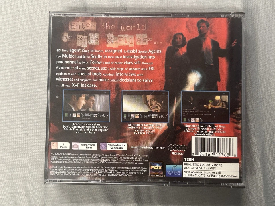 The X Files PlayStation PS1 Video Game Complete w/Manual CIB MINTY - Image 3 of 4