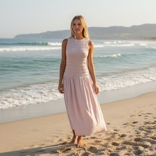 Universal Thread Womens Light Pink Sleeveless Smocked Bodice Maxi Dress Large
