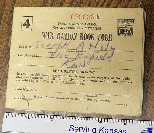 War Ration Book Four 1943 Office of Price Administration From Blue Rapids Kansas