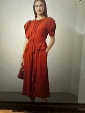 Ulla Johnson Midi Marion Dress Womens Size Red Orange Romantic Feminine Cocktail