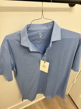 Rhoback Blue Heather Perf Polo Med NWT Never Worn Orig Packaging Orig Price 98