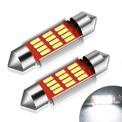 Pair 36mm12-SMD LED Interior Car Accessories Kit Map Dome License Plate Lights K