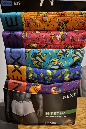 Next 5 Pack Mens Cotton Stretch Hipsters Multicolour Size Medium 33-35" RRP £29