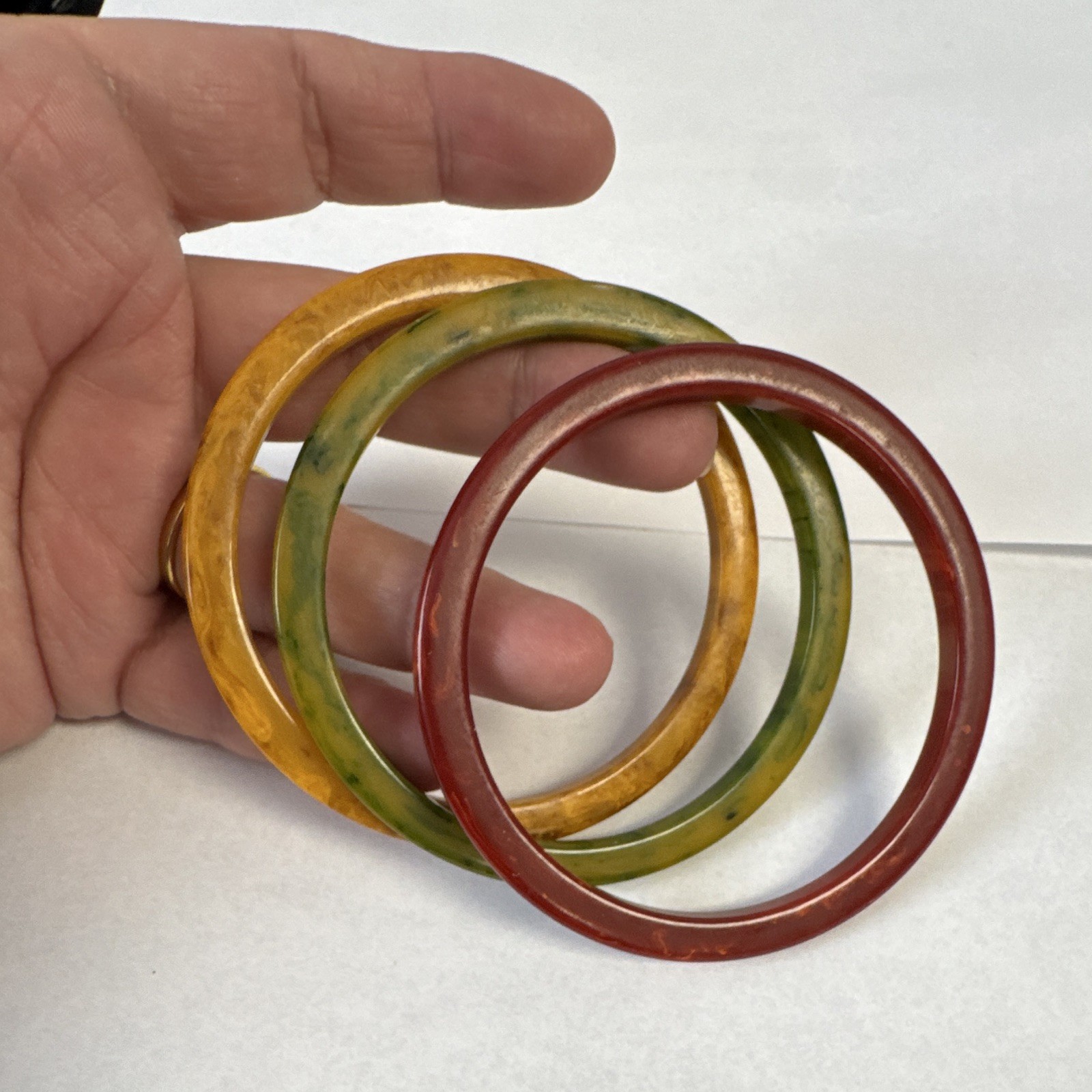 Vintage Bakelite Multi Colored Set of 3 Bangle Bracelets