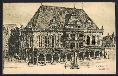 Ansichtskarte Bremen, Partie am Rathaus 1907 