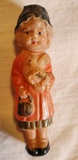 Girl Holding Chicken And Purse Antique Celluloid Toy Doll 4" Japan