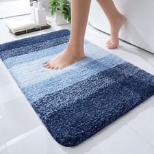 Soft Microfiber Bath Rug 24x16, Absorbent, Quick Dry, Machine Washable, Navy