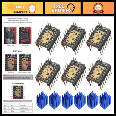 Ultra Silent TMC2209 Stepper Motor Driver 2.8A - UART/Step/DIR Mode - 6 Pack