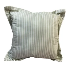 Laura Ashley Green White Stripe Throw Pillow Cover Euro Sham Cottage Farmhouse
