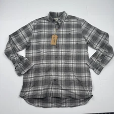 Duck Camp Shirt Mens Medium Gray Plaid Tailored Twill Long Sleeve Outdoor New