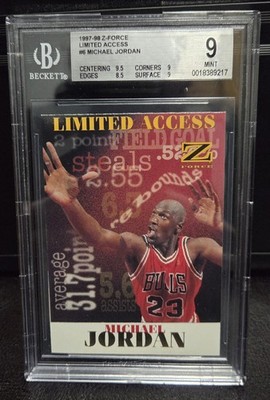 97-98 Skybox Z Force Limited Access Michael Jordan #6 BGS 9 Mint Pop 19 