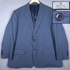 Oak Hill Blazer Men's 50R Blue Plaid Perfect Fit 2-Button Sport Coat Jacket