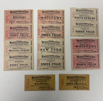 Morristown Erie Railroad Ticket Lot Essex Fells Montclair Whippany NJ Nice G12