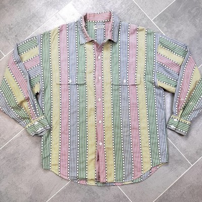 Vtg 80s-90s ESPRIT Pastel Plaid Shirt Womens Medium/ Large