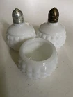 salt and pepper shakers vintage Milk Glass And Small Open One Hobnail Pattern