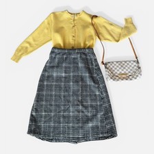 Vintage Handmade Wool Glen Plaid A-Line Midi Skirt Button Front XS/S