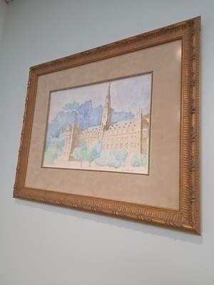 Original Watercolor Healy Hall Georgetown University Donald Leach  17x13