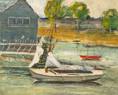 Early 20th Century New England Coastal Sailboat Study, Unsigned
