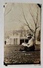 Antique Snapshot Photo Woman Reading A Letter On Big Lawn