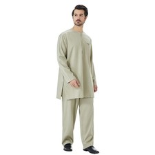 Saudi Dishdasha Thobe Jubba Mens Casual Kaftan Long Sleeve Arab Dubai Muslim Set