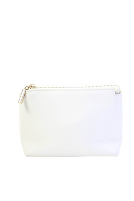 Staud Womens Solid Zip Up Makeup Bag White