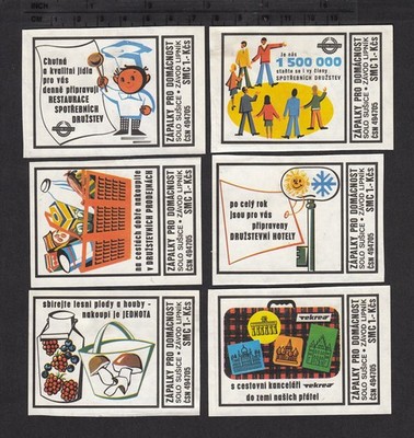 Series of Old Czechoslovakian Matchbox Labels from 1978 /7401-7406/