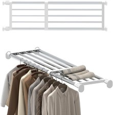Expandable Shelf Rod Closet System Heavy Duty Clothes Hanger Adjustable