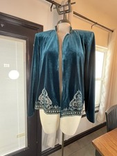 NWT Coldwater Creek Women's Size M Teal Velour Jacket