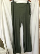 New No Boundaries Green Rib Flare Pants Juniors Women Many Sizes