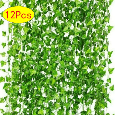 12 Stück Hängepflanze Künstliche Efeuranken Kunstpflanzen Rattan Blatt Dekor DIY