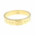 GUCCI GG Logo Band Ring size US7.5 18k Yellow Gold Auth #0354F