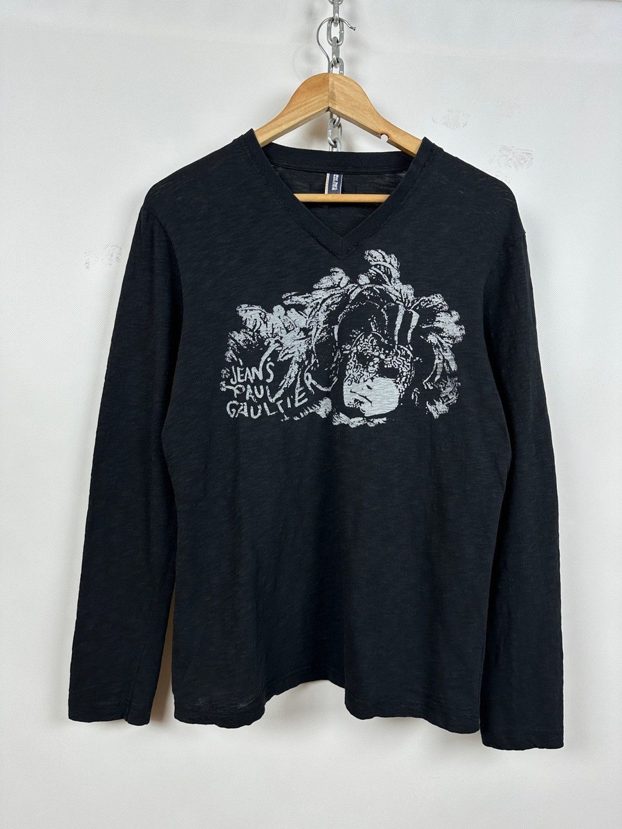 Men's Jean Paul Gaultier V-Neck Long Sleeve T-Shirt Size M Men's Jean Paul Gaultier V-Neck Long Sleeve T-Shirt Size M