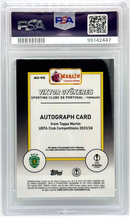 2023-24 VIKTOR GYOKERES Rookie Topps Merlin UCC RC #AUVG Aqua Auto
