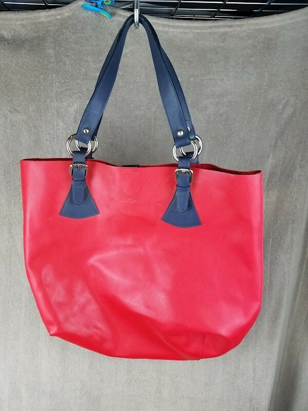 Pulicati Red Shoulder Bag Tote Genuine Leather Made In Italy
