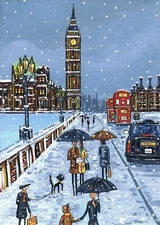 A4 Print New Snowy London & chips by south london artist Dan