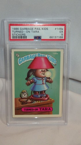 1986 GARBAGE PAIL KIDS SERIES 4 TURNED ON TARA STICKER #148a PSA EX 5