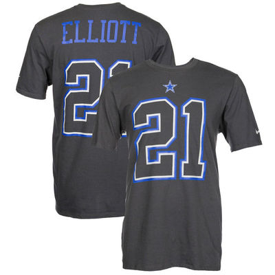 Dallas Cowboys NFL Ezekiel Elliott #21 Anthracite N & N T-Shirt, XX-Large