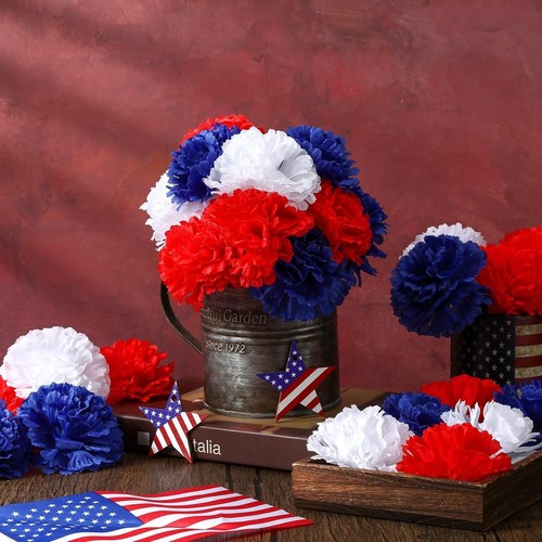 Vibrant 180-Piece Silk Carnation Set with 6" Stems for Memorial Day and Beyond - Picture 4 of 8