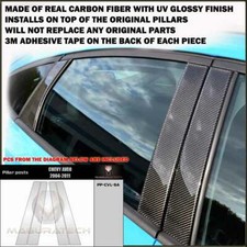 Fits Chevrolet Aveo 2004-11 Real Black Carbon Fiber Window Pillar Posts - 4 Pcs
