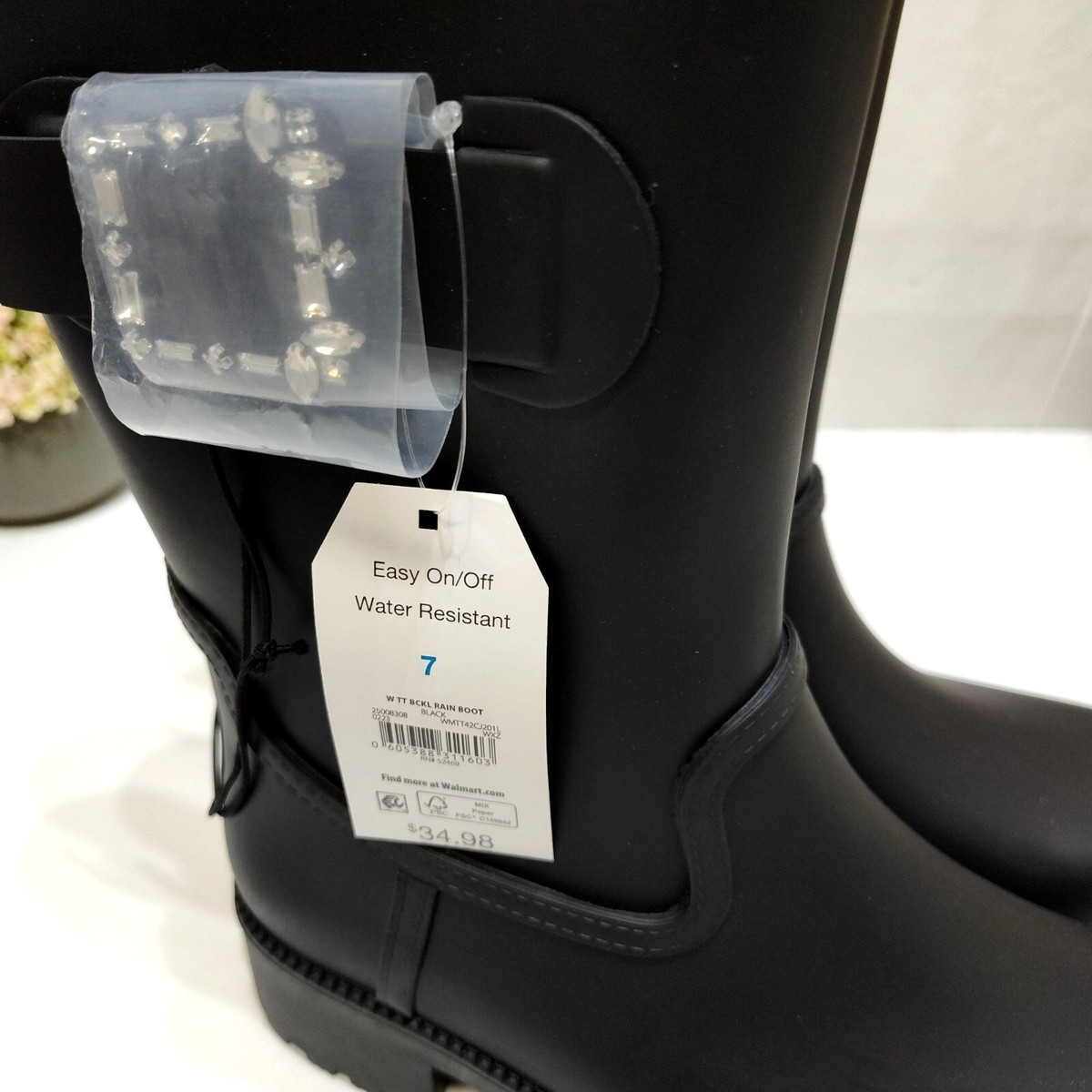Time and Tru Mid-Calf Rain Boots Water-Resistant Decorative Buckle