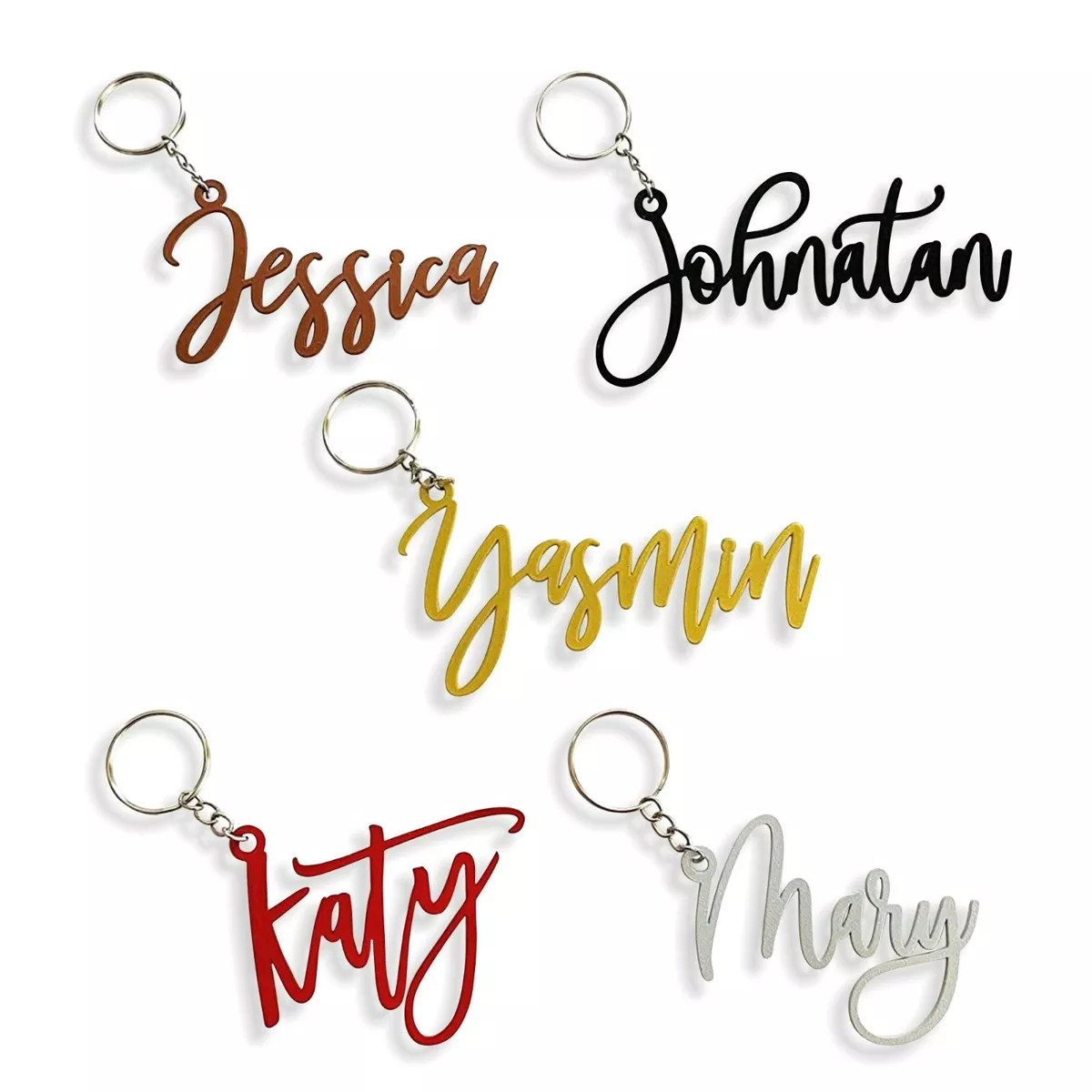 Personalized Keychain Custom Name Keyring Laser Cut Metal Names Handmade  Bag Tag