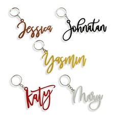 Personalized Keychain Custom Name Keyring Laser Cut Metal Names Handmade Bag Tag