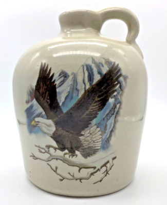 Whiskey Jug Eagle Yesteryears Pottery Hand Turned Marshall Texas 6.5 