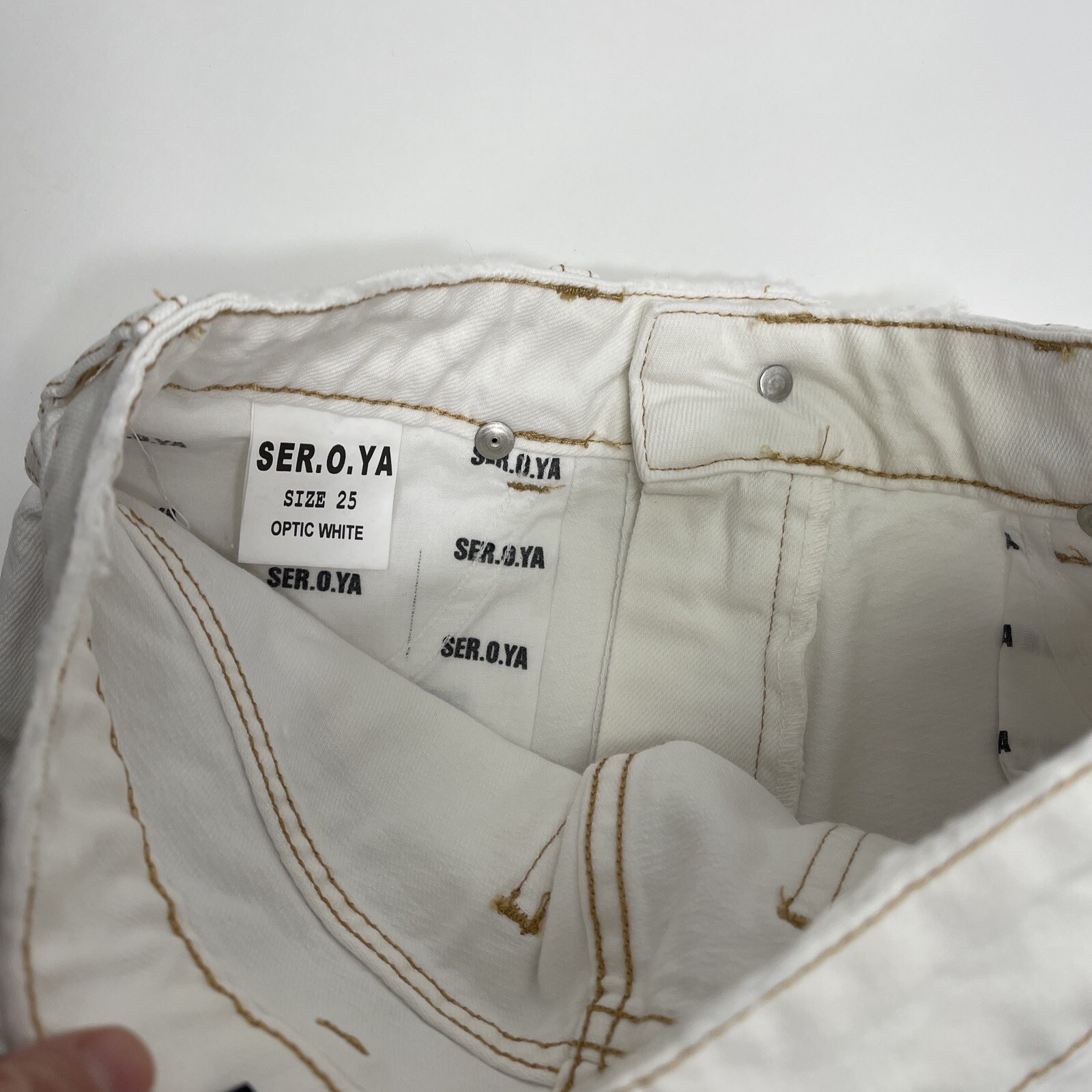 NWT Women's SER.O.YA Alli White Denim Mini Skirt. Size 25 (XS)