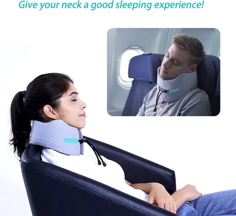 Travel Pillow for Airplane Neck Chin Support Memory Foam Machine Washable Adults