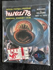 NEBRASKA VS OKLAHOMA FOOTBALL GAME PROGRAM + TICKET NOV 11 1978 NICE GRADE M150