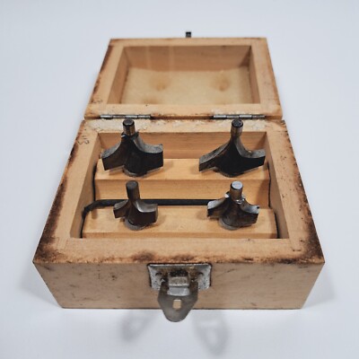 Unbranded 4 Piece Round Over Router Bit Set 1/4'' Shank with Wooden Box